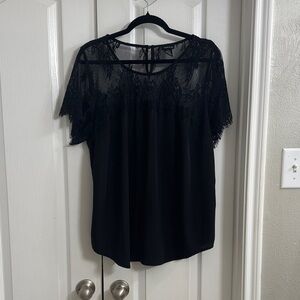 Torrid Black Lace Trim Blouse